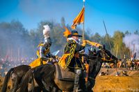 Indrukwekkende veldslag met ca. 1500 re-enactors die strijden in historische kostuums, ter herdenking van de Slag om Grolle in 1627.