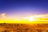 De vroege ochtendzon kleurt de heuvels van de Sallandse Heuvelrug oranje bij een winterse zonsopkomst