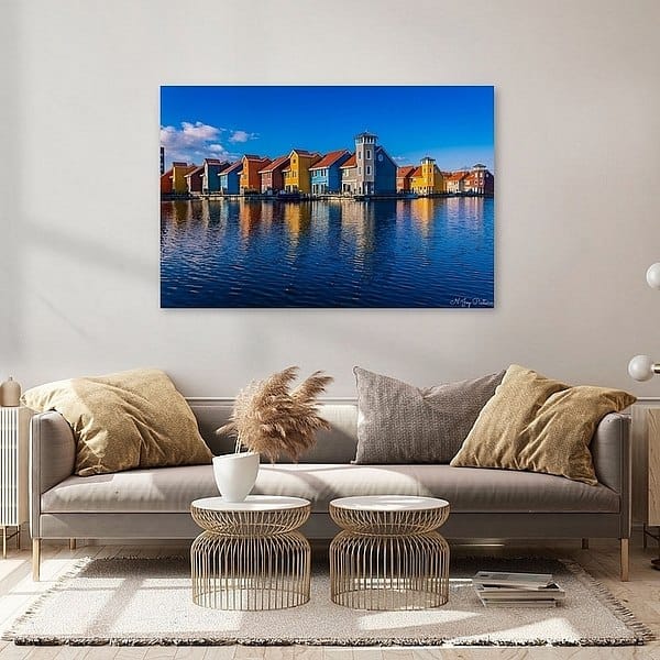 Reitdiephaven Groningen: Kleurrijke pracht vastgelegd. Unieke stadsfotografie, te koop via Werk aan de Muur. Ontdek jouw favoriete print!