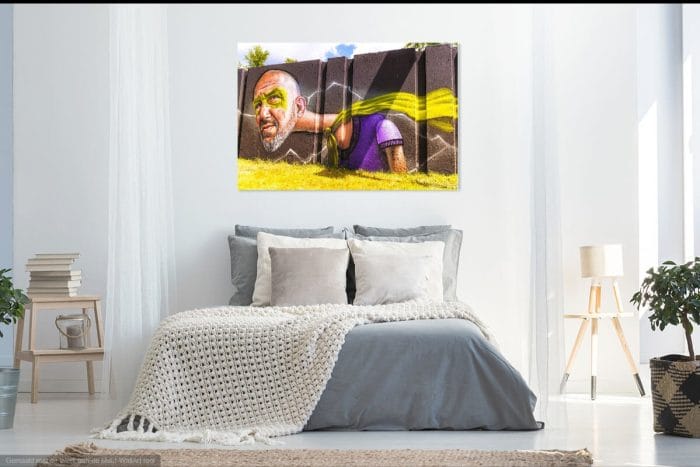 Foto Kleurrijke Street Art in De Berenkuil Eindhoven: levendige muurschilderingen in openluchtmuseum. Te koop via Werk aan de Muur.