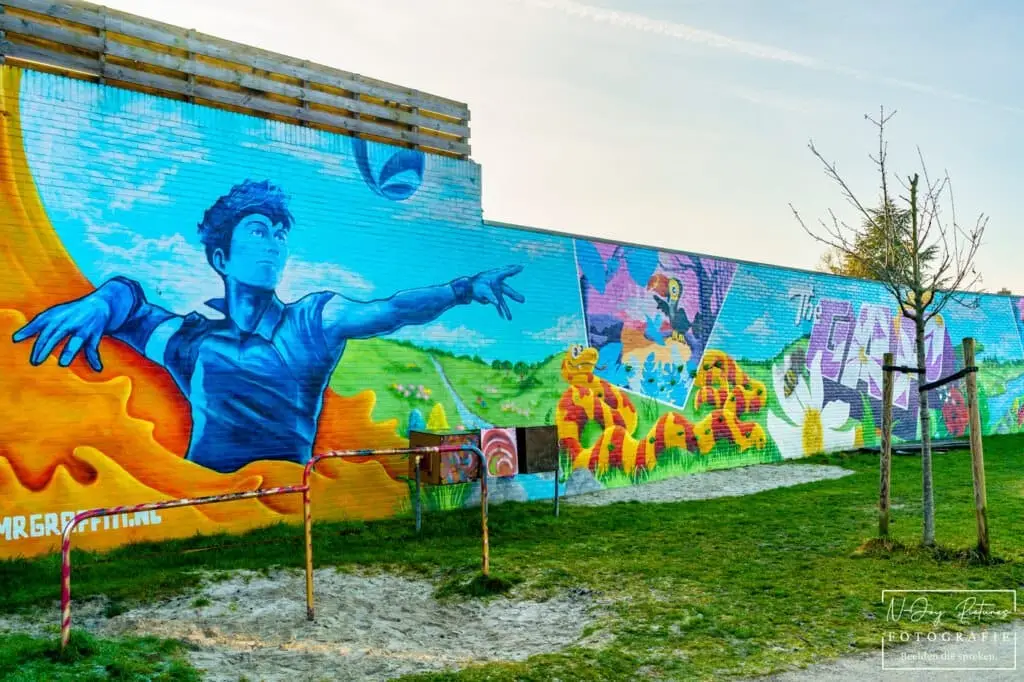 Street art bij The Gap in Haaksbergen, rauw en kleurrijk vastgelegd door N-Joy Pictures. Neem contact op!
